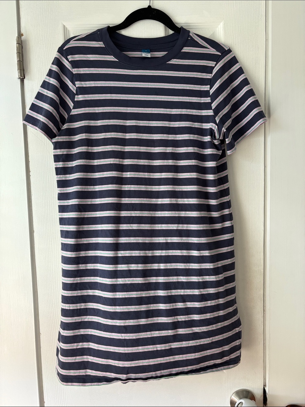 Old Navy Navy and White Striped Tee Dress